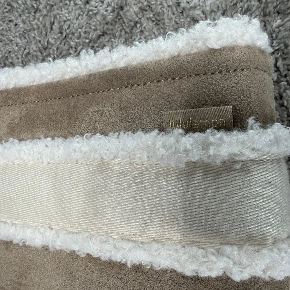 lululemon Boxy Mini Tote Bag Faux Shearling Trim Brown Ivory NWT